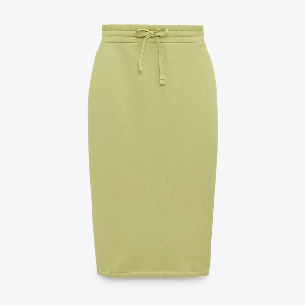 Zara green plush midi skirt